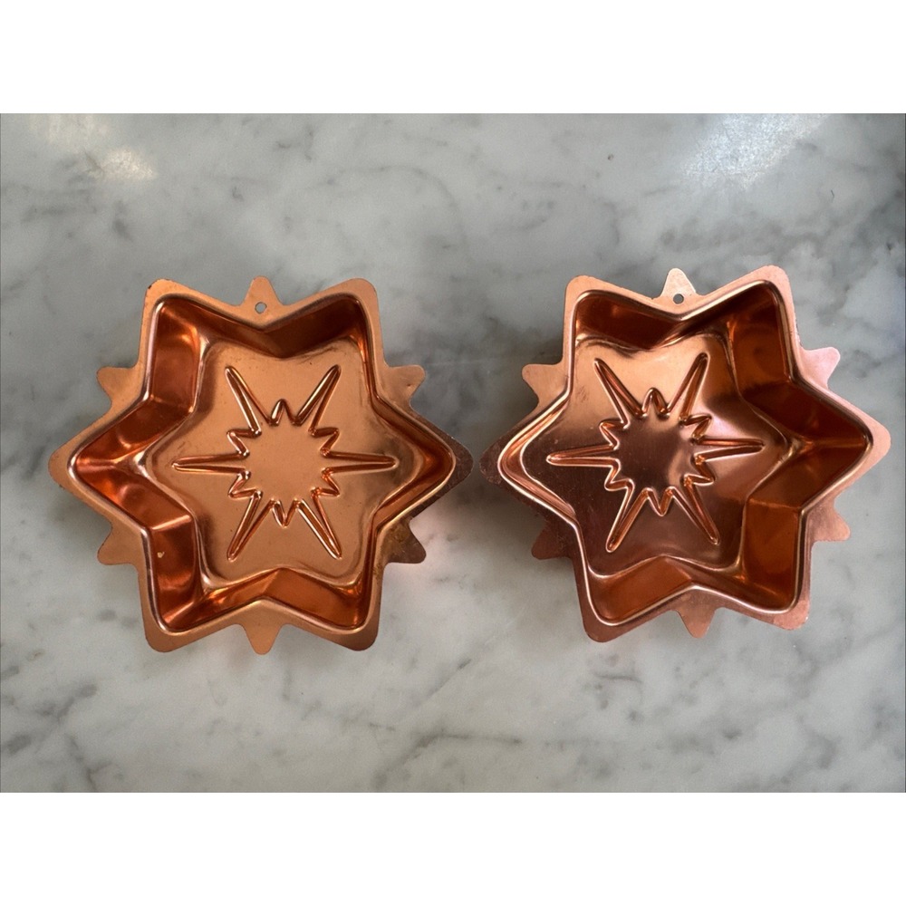 Copper Star Shaped Antique Jello Molds 2pc Set Rare Wall Hangings